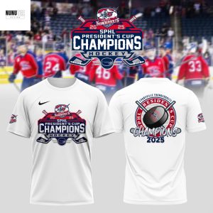 2025 SPHL Champions Evansville Thunderbolts 3D T-Shirt – White
