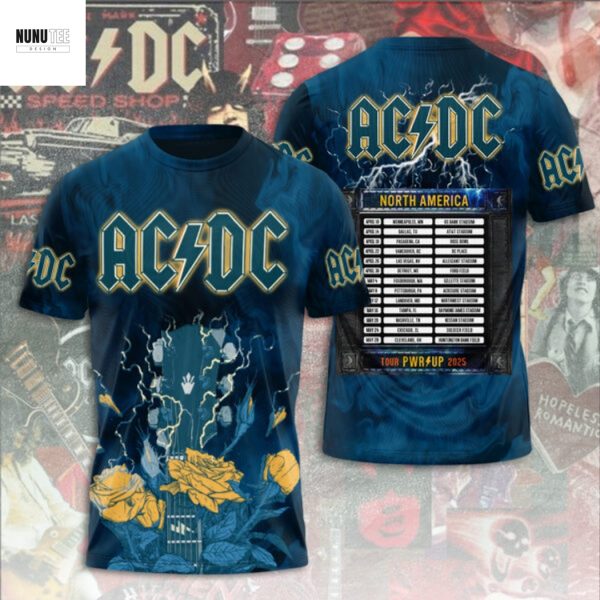 AC DC North America Tour Pwr Up 2025 3D T-Shirt