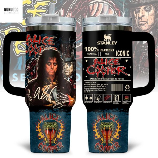 Alice Cooper Where Nightmares Come To Rock Tumbler With Handle And Straw