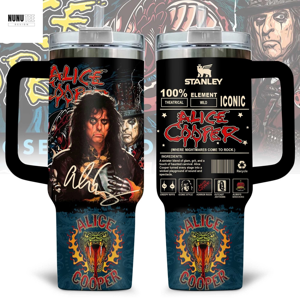 Alice Cooper Where Nightmares Come To Rock Tumbler With Handle And Straw Alice Cooper Where Nightmares Come To Rock Tumbler With Handle And Straw