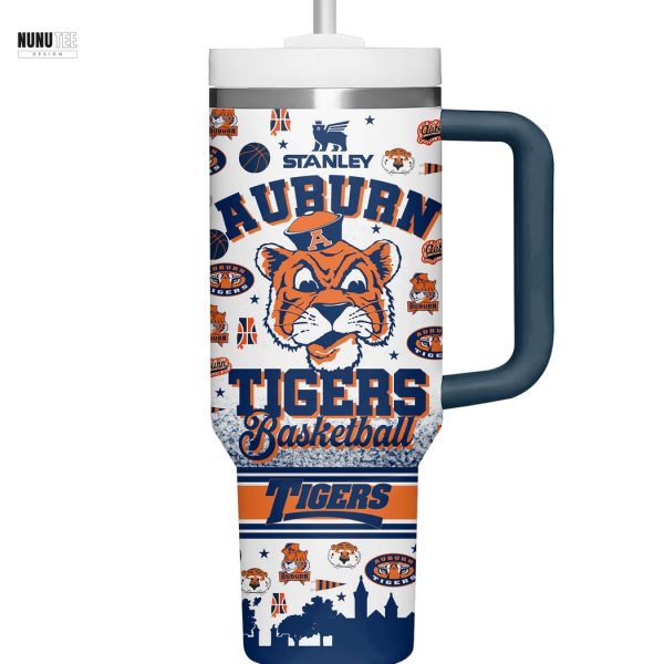 Auburn Tigers Basketball Tumbler With Handle And Straw – Black