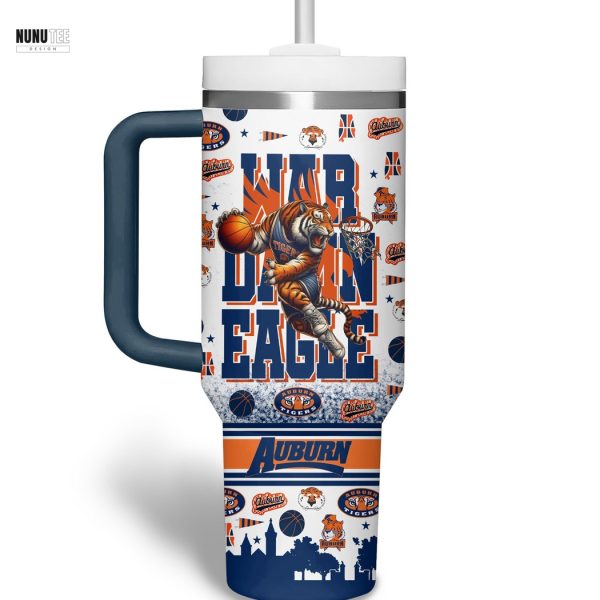 Auburn Tigers Basketball Tumbler With Handle And Straw – Black
