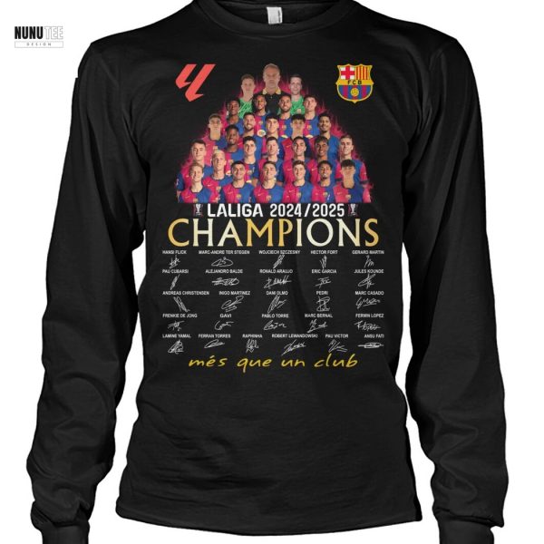 Barcelona Laliga 2024-2025 Champions Signature Mes Que Un Club Unisex T-Shirt
