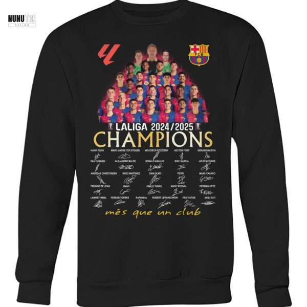 Barcelona Laliga 2024-2025 Champions Signature Mes Que Un Club Unisex T-Shirt