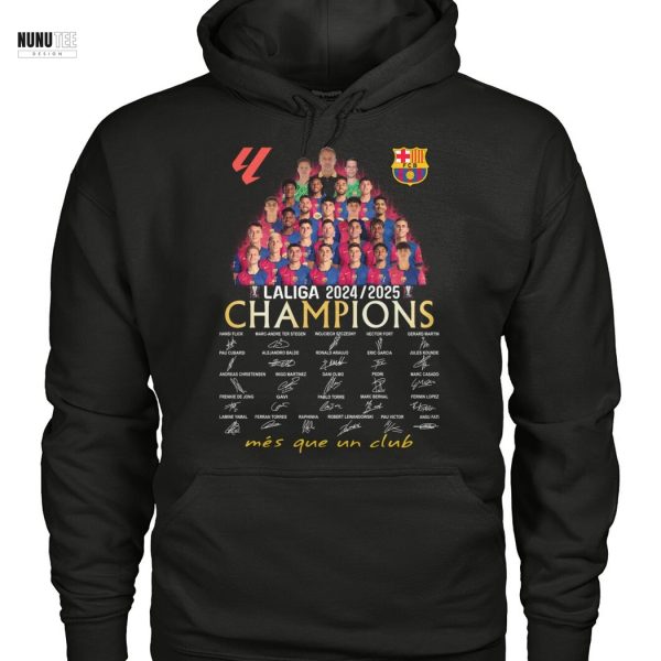 Barcelona Laliga 2024-2025 Champions Signature Mes Que Un Club Unisex T-Shirt
