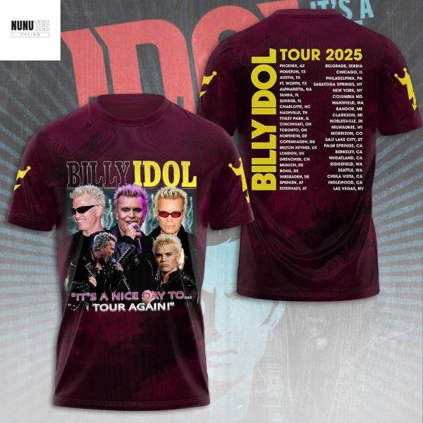 Billy Idol Its A Nice Day To Tour Again 2025 3D T-Shirt