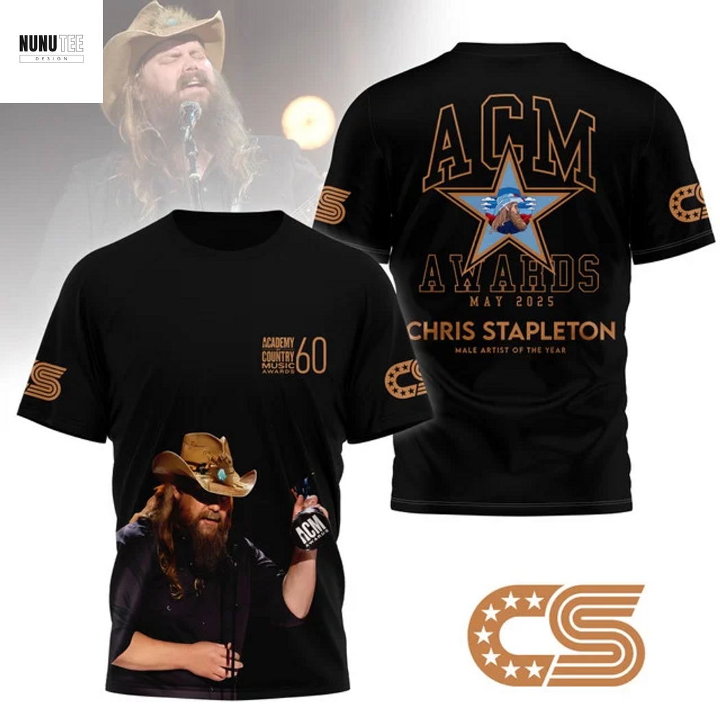 Chris Stapleton ACM Awards May 2025 Male Artist Of The Year 3D T-Shirt - Black Chris Stapleton ACM Awards May 2025 Male Artist Of The Year 3D T-Shirt - Black