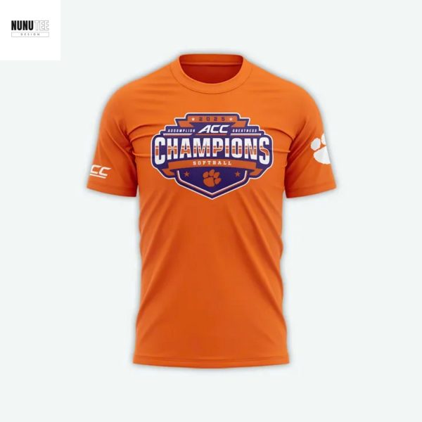 Clemson Tigers 2025 ACC Softball Conference Tournament Champions 3D T-Shirt