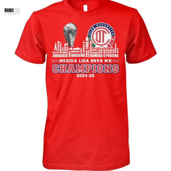 Deportivo Toluca F.C Mexica Liga Bbva Mx Champions 2024-25 Unisex T-Shirt