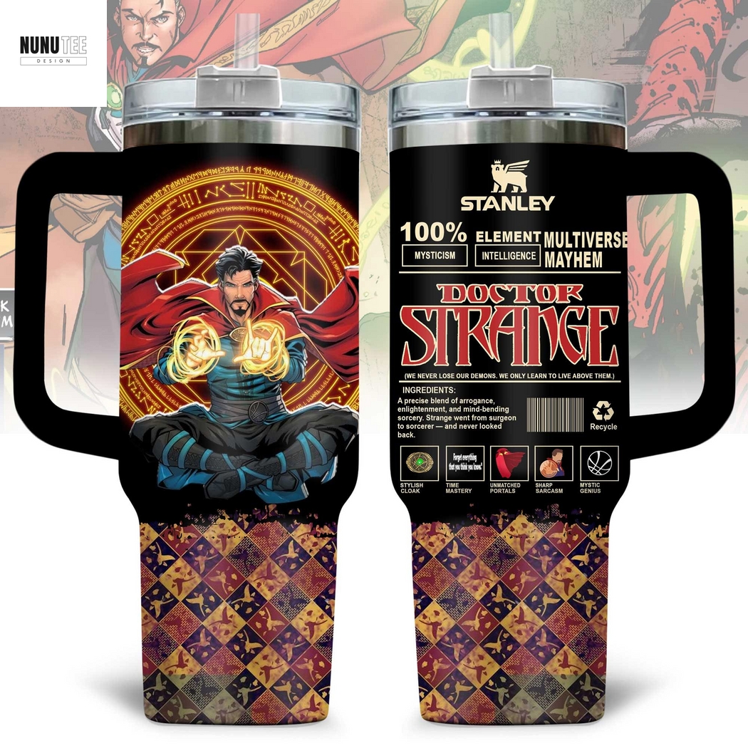 Doctor Strange We Never Lose Our Demons We Only Learn To Live A Bove Them Tumbler With Handle And Straw Doctor Strange We Never Lose Our Demons We Only Learn To Live A Bove Them Tumbler With Handle And Straw