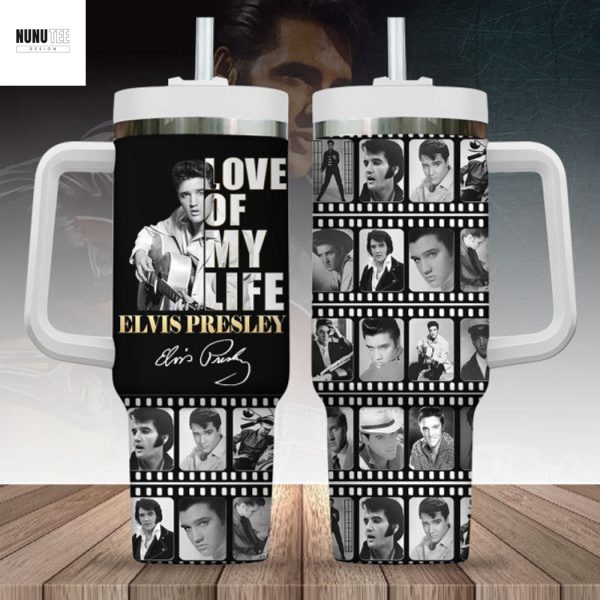Elvis Presley Love Of My Life Tumbler With Handle And Straw