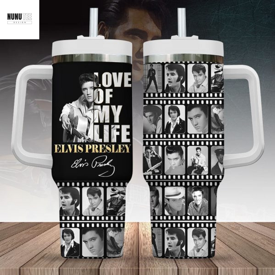 Elvis Presley Love Of My Life Tumbler With Handle And Straw Elvis Presley Love Of My Life Tumbler With Handle And Straw