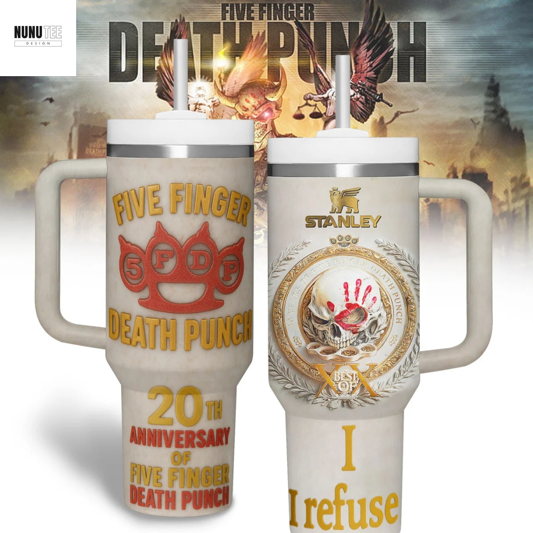 Five Finger Death Punch 20th Anniversary Tumbler With Handle And Straw Five Finger Death Punch 20th Anniversary Tumbler With Handle And Straw