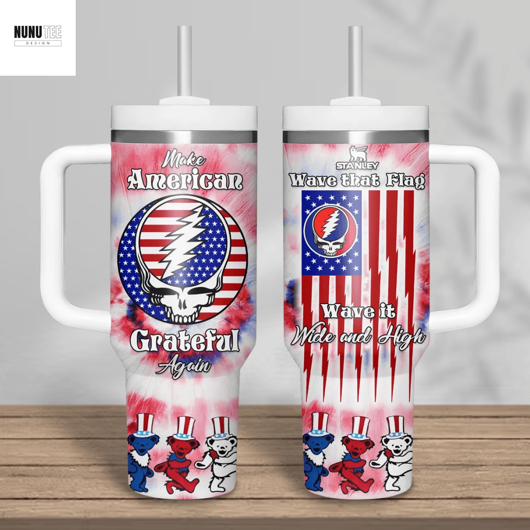Grateful Dead Wave That Flag Wave It Wide And High Tumbler With Handle And Straw Grateful Dead Wave That Flag Wave It Wide And High Tumbler With Handle And Straw