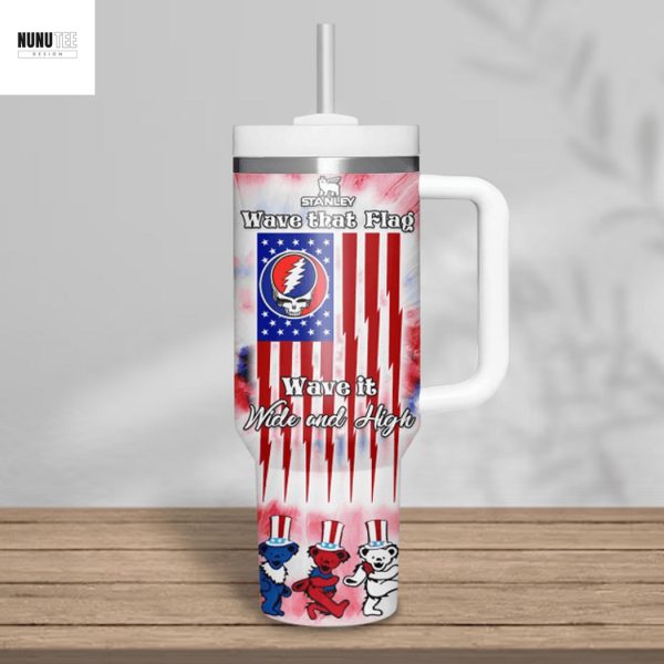 Grateful Dead Wave That Flag Wave It Wide And High Tumbler With Handle And Straw