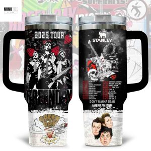 Green Day Dont Wanna Be An American Idiot Tumbler With Handle And Straw