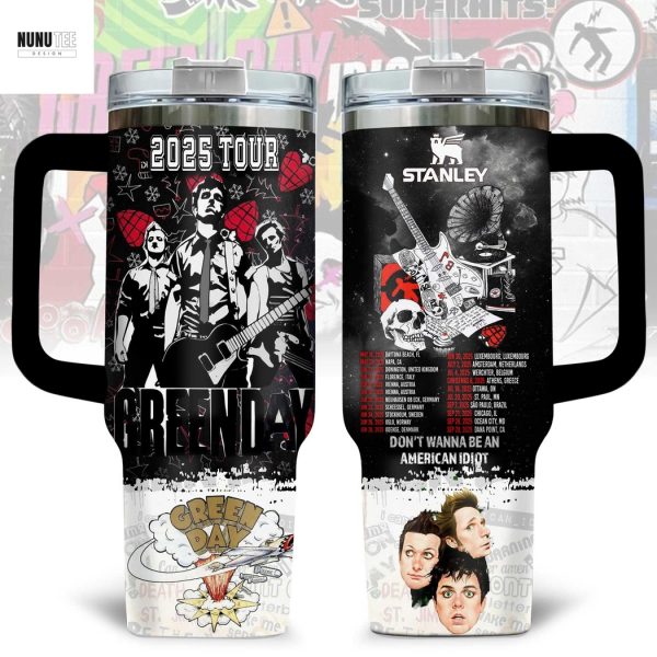 Green Day Dont Wanna Be An American Idiot Tumbler With Handle And Straw