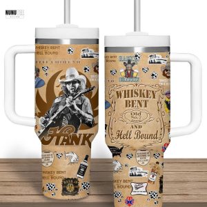 Hank Williams Jr Whiskey Bent And Hell Bound Tumbler With Handle And Straw