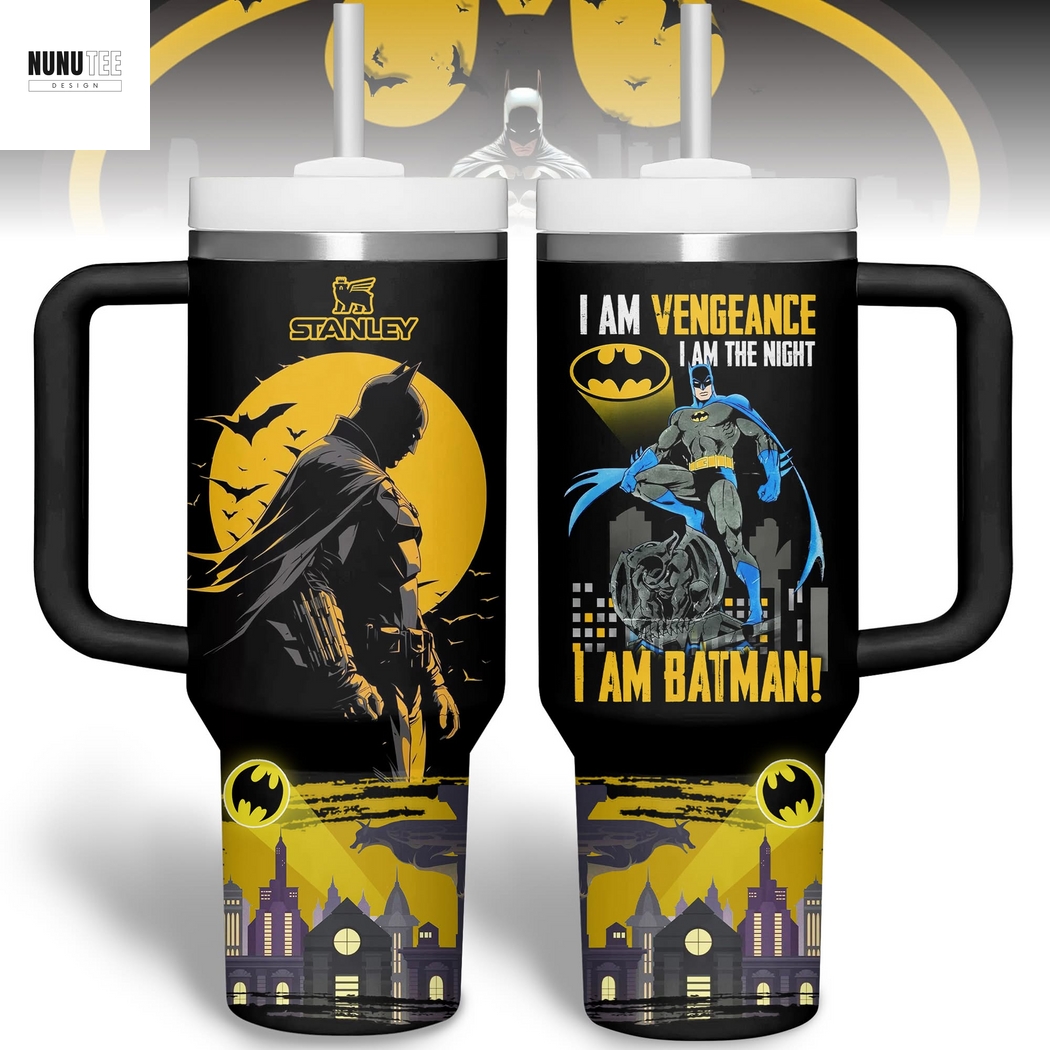 I Am Batman I Am Vengeance I Am The Night Tumbler With Handle And Straw I Am Batman I Am Vengeance I Am The Night Tumbler With Handle And Straw