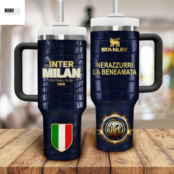 Inter Milan Nerazzurri La Beneamata Tumbler With Handle And Straw
