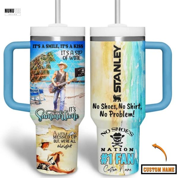 Kenny Chesney No Shoes No Shirt No Problem Tumbler With Handle And Straw