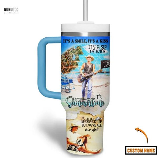 Kenny Chesney No Shoes No Shirt No Problem Tumbler With Handle And Straw