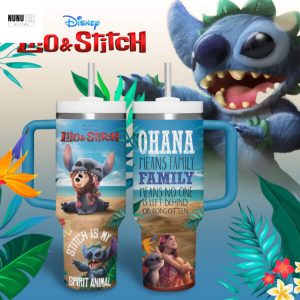 Lilo & Stitch Ohana Means Family Tumbler With Handle And Straw