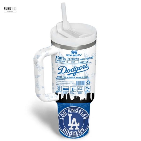 Los Angeles Dodgers Built For October Born In Blue Tumbler With Handle And Straw