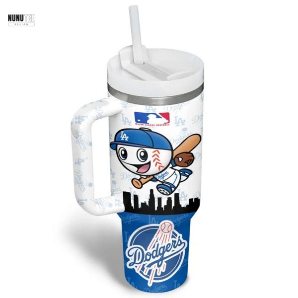 Los Angeles Dodgers Built For October Born In Blue Tumbler With Handle And Straw