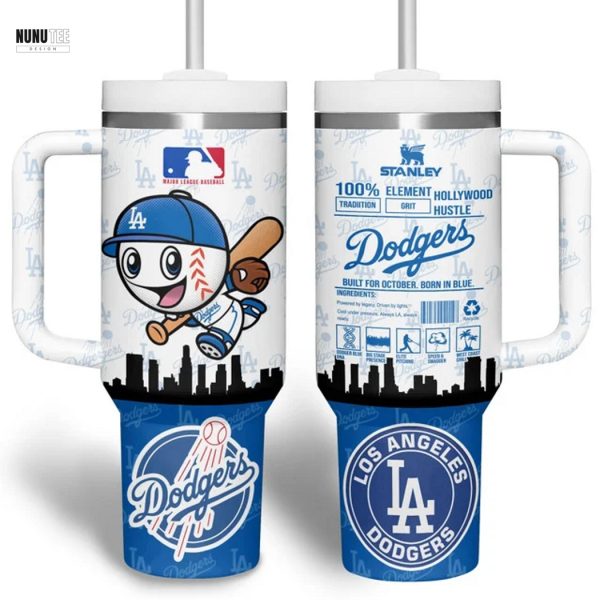 Los Angeles Dodgers Built For October Born In Blue Tumbler With Handle And Straw
