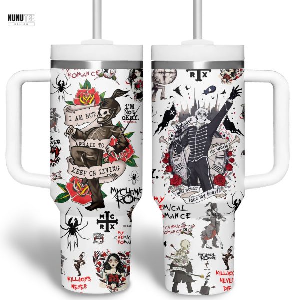 My Chemical Romance Im Not Okay Tumbler With Handle And Straw