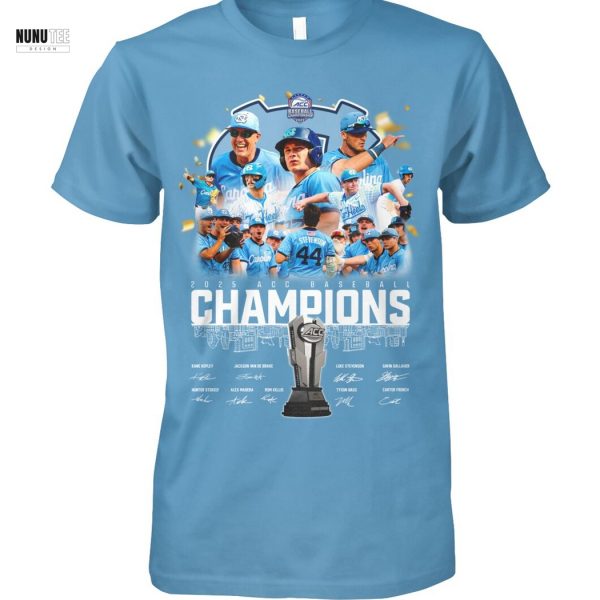 North Carolina Tar Heels 2025 ACC Baseball Champions Signature Unisex T-Shirt