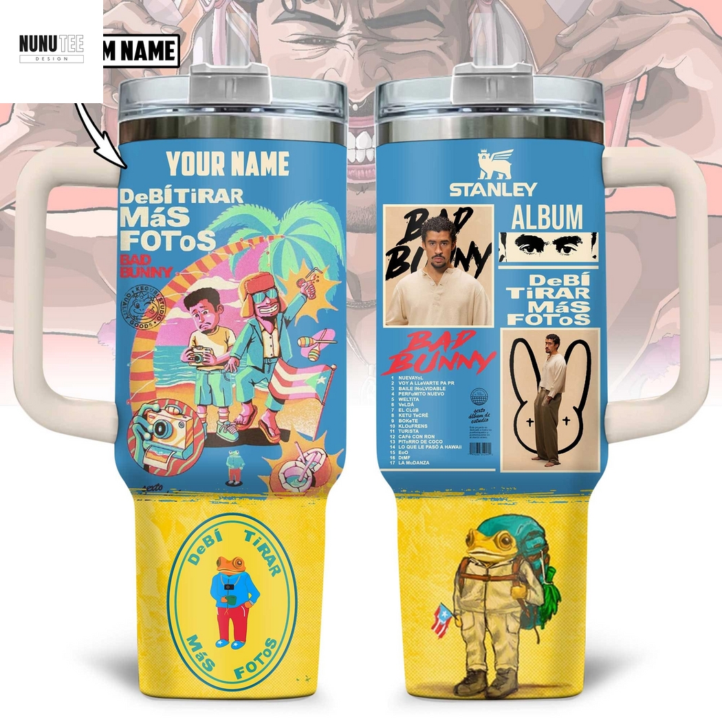 Personalized Bad Bunny Debi Tirar Mas Fotos Tumbler With Handle And Straw Personalized Bad Bunny Debi Tirar Mas Fotos Tumbler With Handle And Straw
