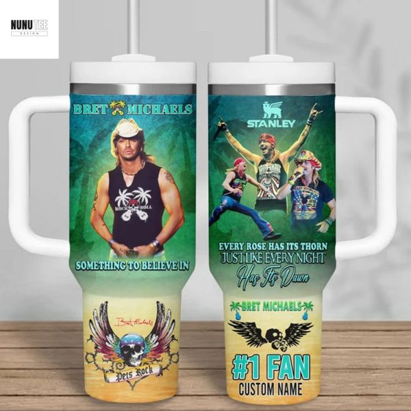 Personalized Bret Michaels Something To Believe In Tumbler With Handle And Straw