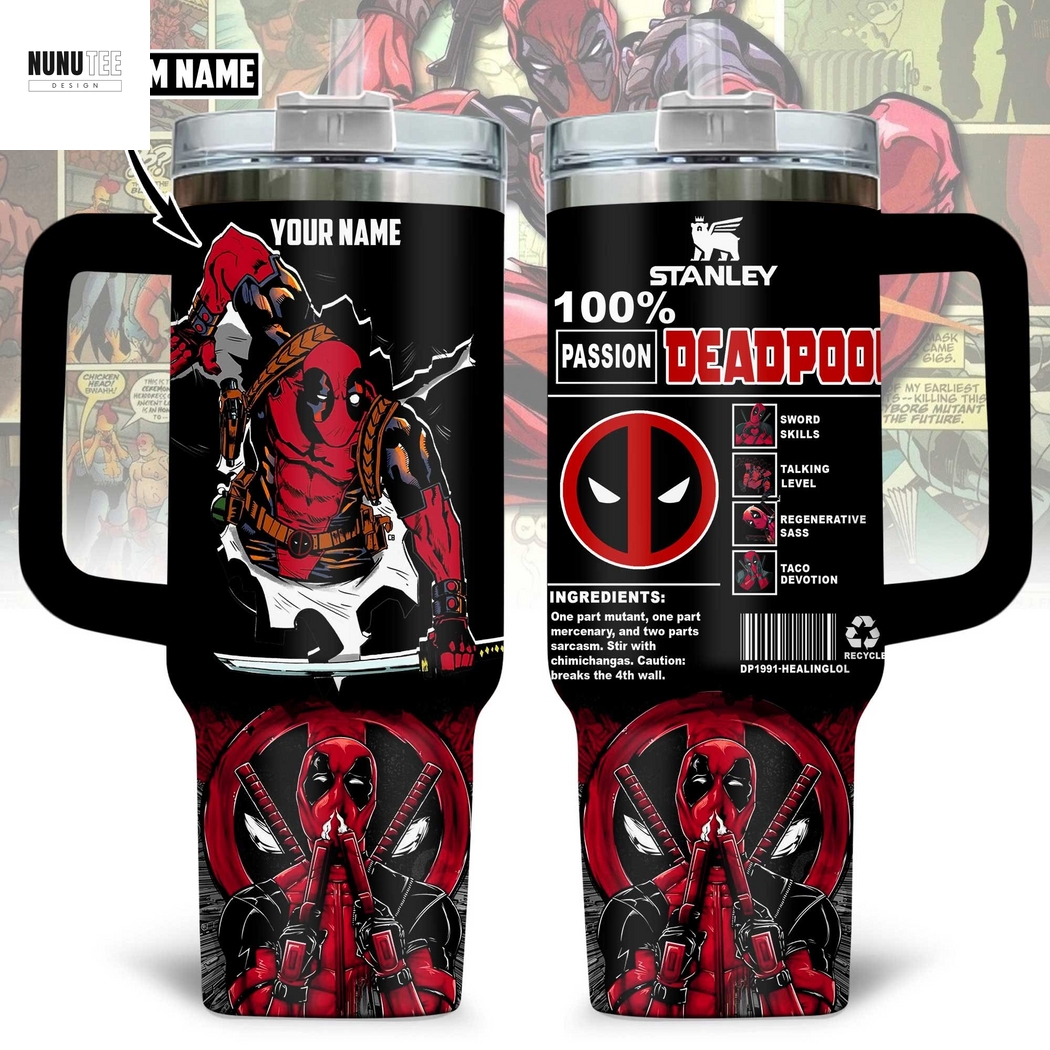 Personalized Deadpool Tumbler With Handle And Straw Personalized Deadpool Tumbler With Handle And Straw
