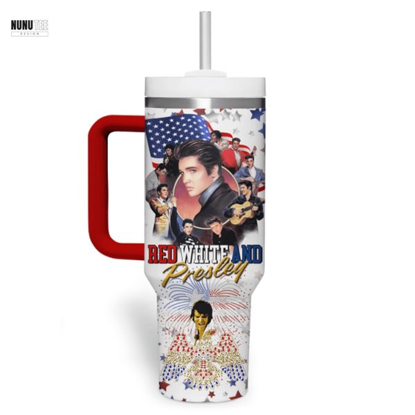 Personalized Elvis Presley If I Can Dream Of A Better Land Tumbler With Handle And Straw
