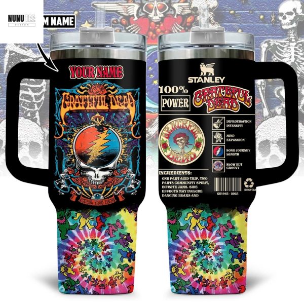 Personalized Grateful Dead Steal Your Face Tumbler With Handle And Straw