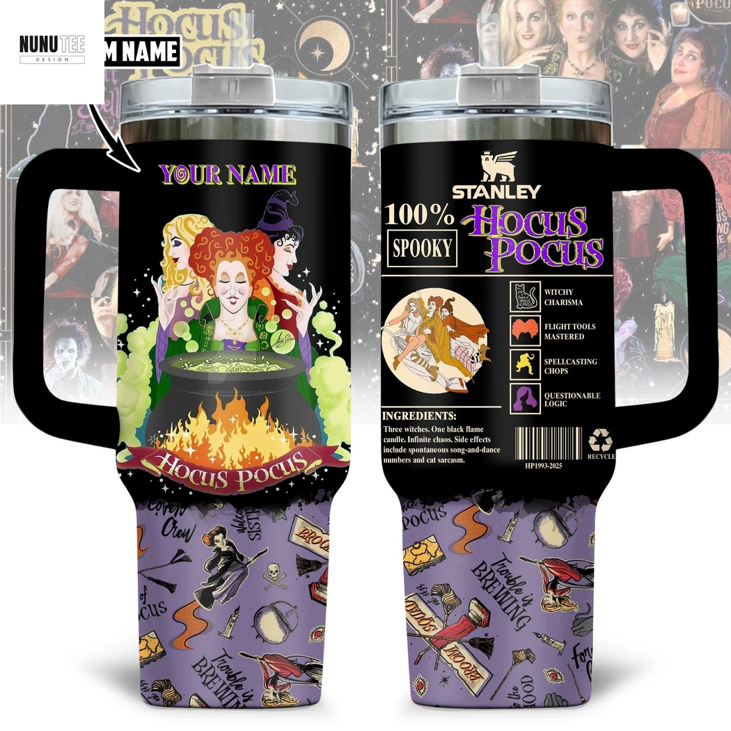 Personalized Hocus Pocus Tumbler With Handle And Straw Personalized Hocus Pocus Tumbler With Handle And Straw