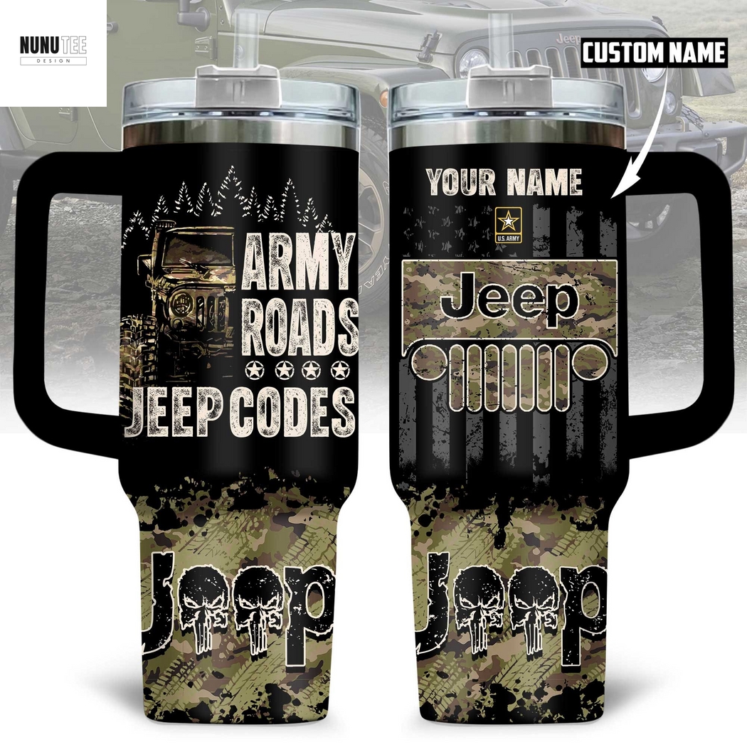 Personalized Jeep Codes Tumbler With Handle And Straw Personalized Jeep Codes Tumbler With Handle And Straw