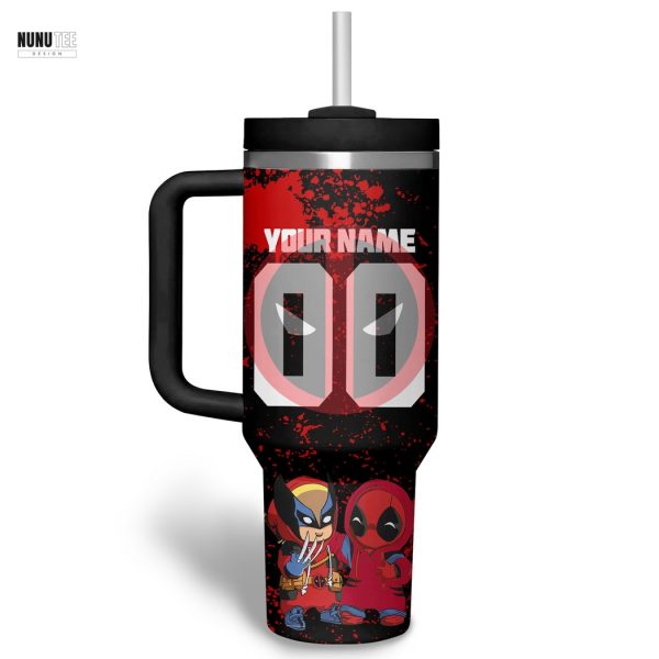 Personalized Ohio State Buckeyes x Deadpool Tumbler With Handle And Straw