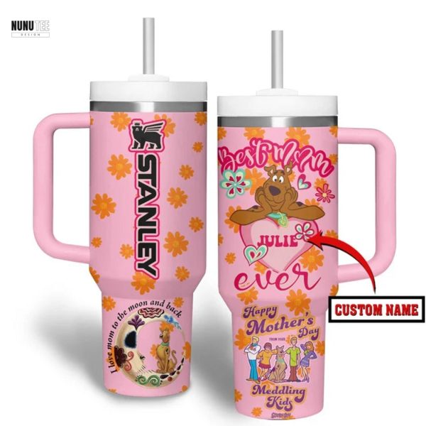 Personalized Scooby-Doo Best Mom Ever Happy Mother Day Tumbler With Handle And Straw