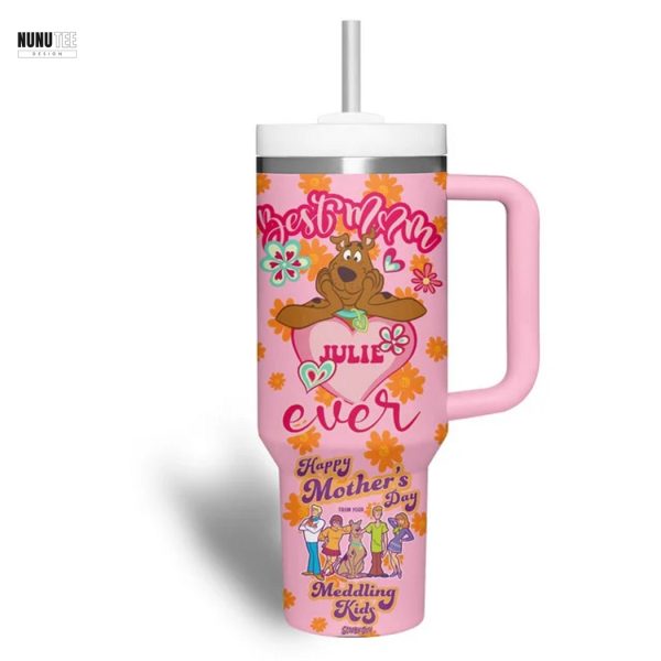 Personalized Scooby-Doo Best Mom Ever Happy Mother Day Tumbler With Handle And Straw
