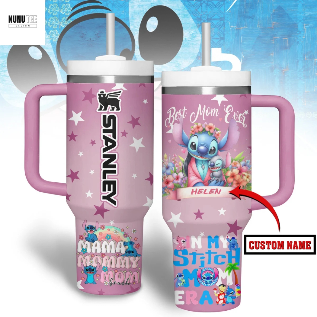 Personalized Stitch Best Mon Ever Tumbler With Handle And Straw Personalized Stitch Best Mon Ever Tumbler With Handle And Straw
