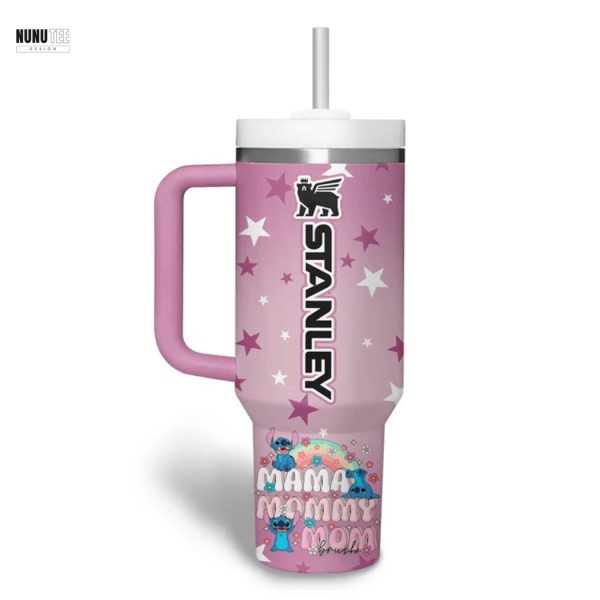 Personalized Stitch Best Mon Ever Tumbler With Handle And Straw