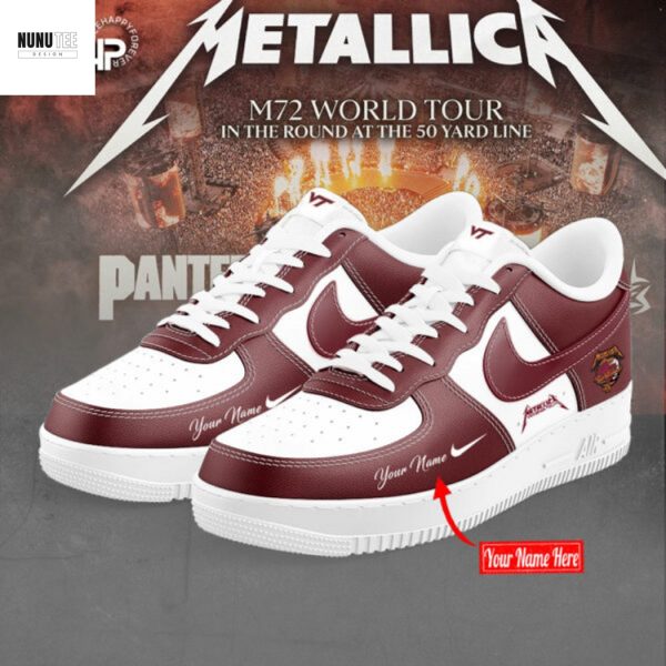 Personalized Virginia Tech Hokies Metallica M72 World Tour Air Force Shoes – Red