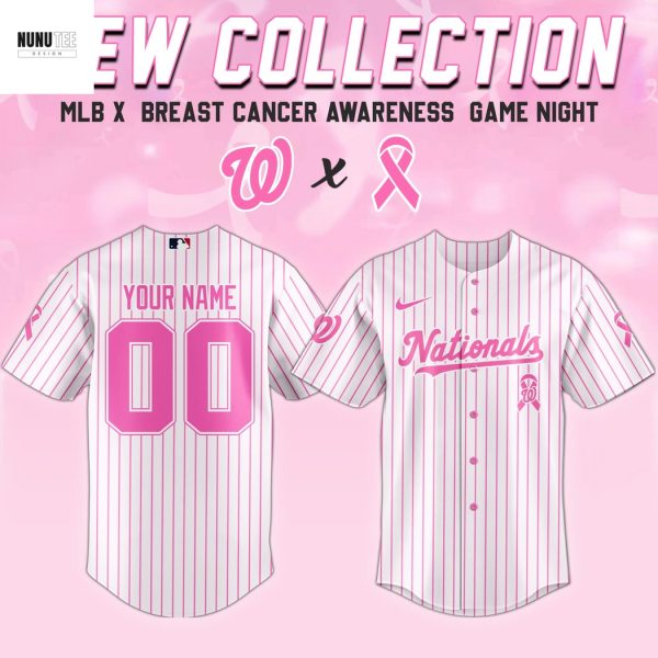 Personalized Washington Nationals Breast Cancer Awareness Baseball Jersey