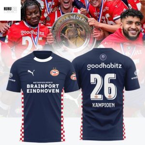 PSV Eindhoven F.C 26 Kampioen Eredivisie Cup Champions 2025 3D T-Shirt – Blue