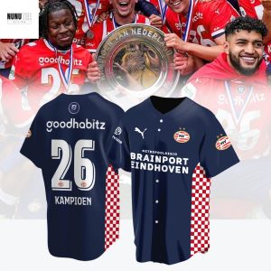 PSV Eindhoven F.C 26 Kampioen Eredivisie Cup Champions 2025 Baseball Jersey