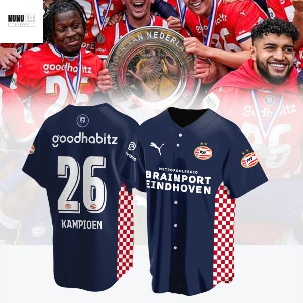 PSV Eindhoven F.C 26 Kampioen Eredivisie Cup Champions 2025 Baseball Jersey