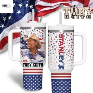 Red White And Toby KeithTumbler With Handle And Straw